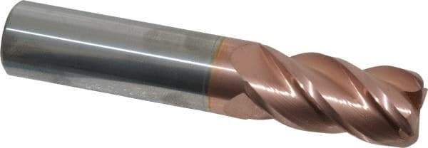 Accupro - 3/4", 4 Flute, Single End, Solid Carbide, 0.06" Corner Radius End Mill - 4" OAL, 40° Helix, Right Hand Flute, 1-1/2" LOC, Right Hand Cut - Eagle Tool & Supply