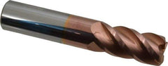 Accupro - 3/4", 4 Flute, Single End, Solid Carbide, 0.09" Corner Radius End Mill - 4" OAL, 40° Helix, Right Hand Flute, 1-1/2" LOC, Right Hand Cut - Eagle Tool & Supply