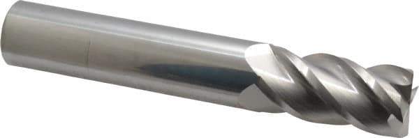 Accupro - 1", 2" LOC, 1" Shank Diam, 6" OAL, 4 Flute, Solid Carbide Square End Mill - Single End, Uncoated, Spiral Flute, 40° Helix, Centercutting, Right Hand Cut, Right Hand Flute - Eagle Tool & Supply