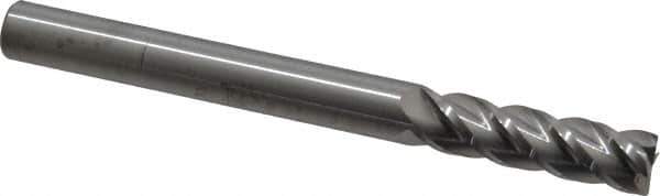 Accupro - 9/16", 2" LOC, 9/16" Shank Diam, 6" OAL, 4 Flute, Solid Carbide Square End Mill - Single End, Uncoated, Spiral Flute, 40° Helix, Centercutting, Right Hand Cut, Right Hand Flute - Eagle Tool & Supply