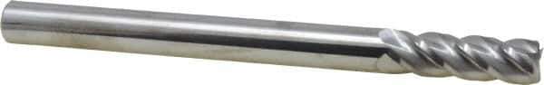 Accupro - 1/2", 1-1/2" LOC, 1/2" Shank Diam, 6" OAL, 4 Flute, Solid Carbide Square End Mill - Single End, Uncoated, Spiral Flute, 40° Helix, Centercutting, Right Hand Cut, Right Hand Flute - Eagle Tool & Supply