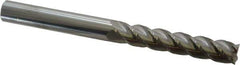 Accupro - 9/16", 3" LOC, 9/16" Shank Diam, 6" OAL, 4 Flute, Solid Carbide Square End Mill - Single End, Uncoated, Spiral Flute, 40° Helix, Centercutting, Right Hand Cut, Right Hand Flute - Eagle Tool & Supply