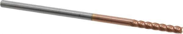Accupro - 1/8", 3/4" LOC, 1/8" Shank Diam, 3" OAL, 4 Flute, Solid Carbide Square End Mill - Single End, TiCN Finish, Spiral Flute, 40° Helix, Centercutting, Right Hand Cut, Right Hand Flute - Eagle Tool & Supply