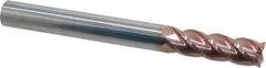 Accupro - 5/8", 2" LOC, 5/8" Shank Diam, 6" OAL, 4 Flute, Solid Carbide Square End Mill - Single End, TiCN Finish, Spiral Flute, 40° Helix, Centercutting, Right Hand Cut, Right Hand Flute - Eagle Tool & Supply