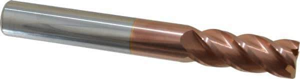 Accupro - 3/4", 2" LOC, 3/4" Shank Diam, 6" OAL, 4 Flute, Solid Carbide Square End Mill - Single End, TiCN Finish, Spiral Flute, 40° Helix, Centercutting, Right Hand Cut, Right Hand Flute - Eagle Tool & Supply