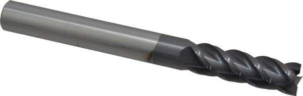 Accupro - 5/8", 2" LOC, 5/8" Shank Diam, 6" OAL, 4 Flute, Solid Carbide Square End Mill - Single End, AlTiN Finish, Spiral Flute, 40° Helix, Centercutting, Right Hand Cut, Right Hand Flute - Eagle Tool & Supply