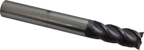 Accupro - 3/4", 2" LOC, 3/4" Shank Diam, 6" OAL, 4 Flute, Solid Carbide Square End Mill - Single End, AlTiN Finish, Spiral Flute, 40° Helix, Centercutting, Right Hand Cut, Right Hand Flute - Eagle Tool & Supply