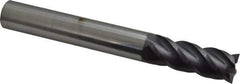 Accupro - 3/4", 2" LOC, 3/4" Shank Diam, 6" OAL, 4 Flute, Solid Carbide Square End Mill - Single End, AlTiN Finish, Spiral Flute, 40° Helix, Centercutting, Right Hand Cut, Right Hand Flute - Eagle Tool & Supply