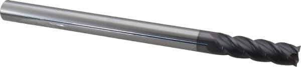 Accupro - 7/16", 1-1/2" LOC, 7/16" Shank Diam, 6" OAL, 4 Flute, Solid Carbide Square End Mill - Single End, AlTiN Finish, Spiral Flute, 40° Helix, Centercutting, Right Hand Cut, Right Hand Flute - Eagle Tool & Supply