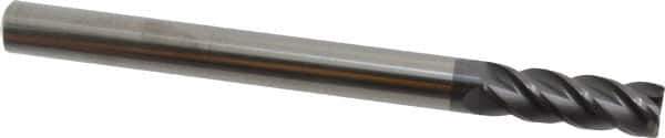 Accupro - 1/2", 1-1/2" LOC, 1/2" Shank Diam, 6" OAL, 4 Flute, Solid Carbide Square End Mill - Single End, AlTiN Finish, Spiral Flute, 40° Helix, Centercutting, Right Hand Cut, Right Hand Flute - Eagle Tool & Supply