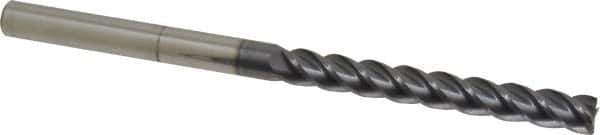 Accupro - 3/8", 3" LOC, 3/8" Shank Diam, 6" OAL, 4 Flute, Solid Carbide Square End Mill - Single End, AlTiN Finish, Spiral Flute, 40° Helix, Centercutting, Right Hand Cut, Right Hand Flute - Eagle Tool & Supply