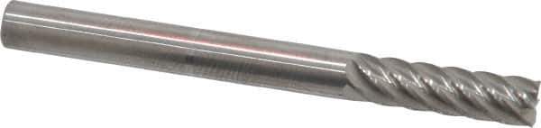 Accupro - 3/16", 5/8" LOC, 3/16" Shank Diam, 2" OAL, 6 Flute, Solid Carbide Square End Mill - Single End, Uncoated, Spiral Flute, 40° Helix, Centercutting, Right Hand Cut, Right Hand Flute - Eagle Tool & Supply