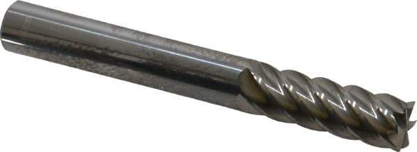 Accupro - 5/16", 7/8" LOC, 5/16" Shank Diam, 2-1/2" OAL, 6 Flute, Solid Carbide Square End Mill - Single End, Uncoated, Spiral Flute, 40° Helix, Centercutting, Right Hand Cut, Right Hand Flute - Eagle Tool & Supply