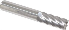 Accupro - 7/16", 1" LOC, 7/16" Shank Diam, 2-3/4" OAL, 6 Flute, Solid Carbide Square End Mill - Single End, Uncoated, Spiral Flute, 40° Helix, Centercutting, Right Hand Cut, Right Hand Flute - Eagle Tool & Supply
