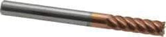 Accupro - 3/16", 5/8" LOC, 3/16" Shank Diam, 2" OAL, 6 Flute, Solid Carbide Square End Mill - Single End, TiCN Finish, Spiral Flute, 40° Helix, Centercutting, Right Hand Cut, Right Hand Flute - Eagle Tool & Supply