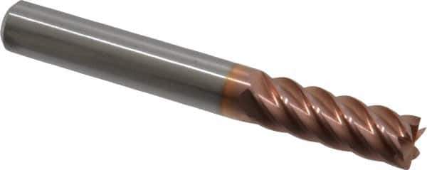 Accupro - 5/16", 7/8" LOC, 5/16" Shank Diam, 2-1/2" OAL, 6 Flute, Solid Carbide Square End Mill - Single End, TiCN Finish, Spiral Flute, 40° Helix, Centercutting, Right Hand Cut, Right Hand Flute - Eagle Tool & Supply