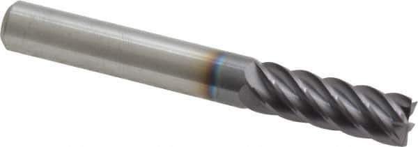 Accupro - 5/16", 7/8" LOC, 5/16" Shank Diam, 2-1/2" OAL, 6 Flute, Solid Carbide Square End Mill - Single End, AlTiN Finish, Spiral Flute, 40° Helix, Centercutting, Right Hand Cut, Right Hand Flute - Eagle Tool & Supply