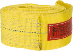 Lift-All - 8' Long x 4" Wide, 11,500 Lb Vertical Capacity, 1 Ply, Polyester Web Sling - 9,200 Lb Choker Capacity, Yellow - Eagle Tool & Supply
