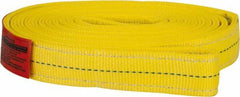 Lift-All - 10' Long x 2" Wide, 12,200 Lb Vertical Capacity, 2 Ply, Polyester Web Sling - 9,800 Lb Choker Capacity, Yellow - Eagle Tool & Supply