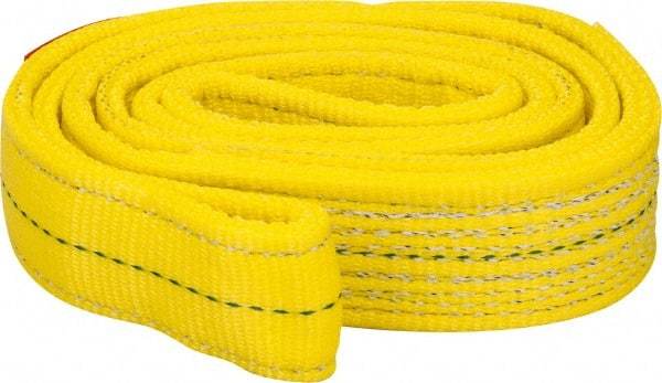 Lift-All - 4' Long x 2" Wide, 12,200 Lb Vertical Capacity, 2 Ply, Polyester Web Sling - 9,800 Lb Choker Capacity, Yellow - Eagle Tool & Supply