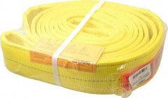 Lift-All - 10' Long x 3" Wide, 16,300 Lb Vertical Capacity, 2 Ply, Polyester Web Sling - 13,000 Lb Choker Capacity, Yellow - Eagle Tool & Supply