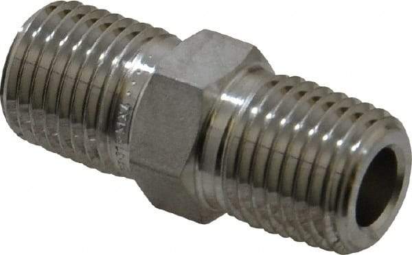 Ham-Let - 1/4" Grade 316 Stainless Steel Pipe Hex Nipple - MNPT End Connections, 7,500 psi - Eagle Tool & Supply