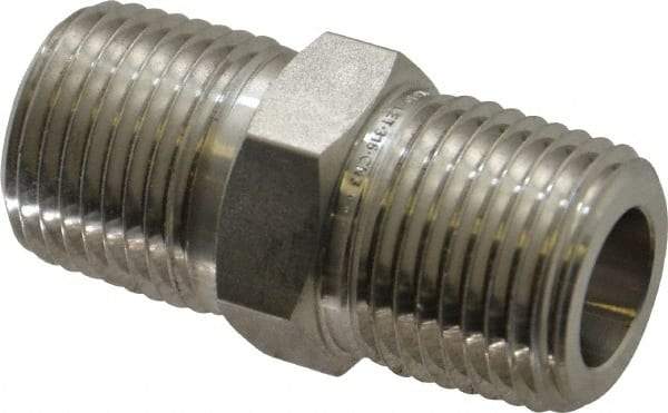 Ham-Let - 1/2" Grade 316 Stainless Steel Pipe Hex Nipple - MNPT End Connections, 7,200 psi - Eagle Tool & Supply