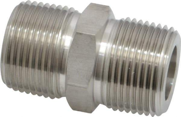 Ham-Let - 3/4" Grade 316 Stainless Steel Pipe Hex Nipple - MNPT End Connections, 6,800 psi - Eagle Tool & Supply