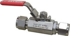 Ham-Let - 1/2" Pipe, Compression x Compression End Connections, Stainless Steel, Inline, Two Way Flow, Instrumentation Ball Valve - 2,000 psi WOG Rating, Locking Lever Handle, Reinforced PTFE Seal, Reinforced PTFE Seat - Eagle Tool & Supply
