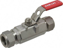 Ham-Let - 3/4" Pipe, Compression x Compression End Connections, Stainless Steel, Inline, Two Way Flow, Instrumentation Ball Valve - 2,000 psi WOG Rating, Locking Lever Handle, Reinforced PTFE Seal, Reinforced PTFE Seat - Eagle Tool & Supply