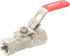 Ham-Let - 1/4" Pipe, FNPT x FNPT End Connections, Stainless Steel, Inline, Two Way Flow, Instrumentation Ball Valve - 2,000 psi WOG Rating, Locking Lever Handle, Reinforced PTFE Seal, Reinforced PTFE Seat - Eagle Tool & Supply