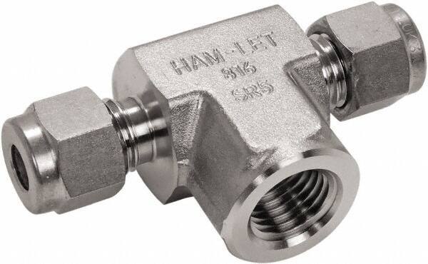 Ham-Let - 1/4" OD, Grade 316Stainless Steel Female Branch Tee - Comp x Comp x FNPT Ends - Eagle Tool & Supply