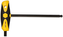 Wiha - 3/8" Hex, T-Handle Cushion Grip, Ball End Hex Key - 7-29/32" OAL, Inch System of Measurement - Eagle Tool & Supply