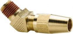 Parker - 3/8" OD, Brass Male 45° Elbow - 400 Max Working psi, -65 to 250°F, Comp x Male NPTF Ends - Eagle Tool & Supply