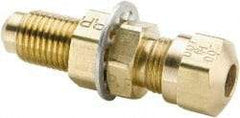 Parker - 3/8" OD, Brass Bulkhead Union - 150 Max Working psi, -40 to 200°F, Comp x Comp Ends - Eagle Tool & Supply