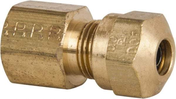 Parker - 1/4" OD, Brass Female Connector - 150 Max Working psi, -40 to 200°F, Comp x FNPT Ends - Eagle Tool & Supply