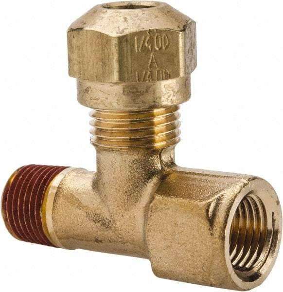 Parker - 1/4" OD, Brass Adapter Tee - 150 Max Working psi, -40 to 200°F, - Eagle Tool & Supply