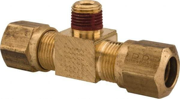 Parker - 3/8" OD, Brass Male Branch Tee - 150 Max Working psi, -40 to 200°F, Comp x Comp x MNPT Ends - Eagle Tool & Supply