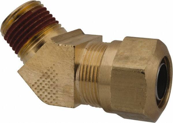 Parker - 3/4" OD, Brass Male 45° Elbow - 150 Max Working psi, -40 to 200°F, Comp x MNPT Ends - Eagle Tool & Supply