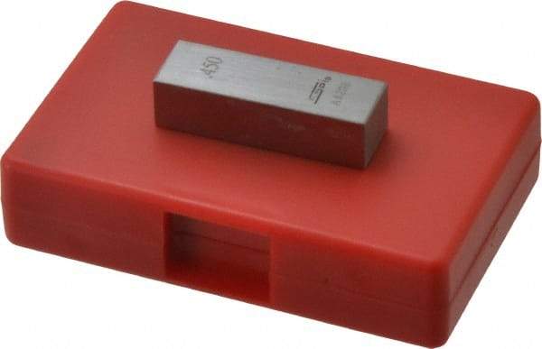 SPI - 0.45" Rectangular Steel Gage Block - Accuracy Grade AS-1, Includes NIST Traceability Certification - Eagle Tool & Supply