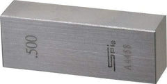 SPI - 0.5" Rectangular Steel Gage Block - Accuracy Grade AS-1, Includes NIST Traceability Certification - Eagle Tool & Supply