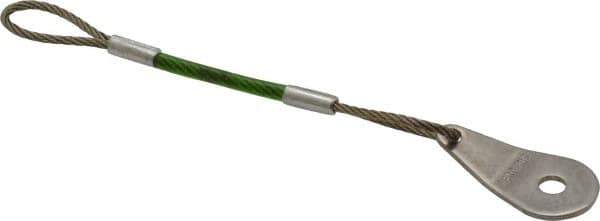 Jergens - 4" Long, Stainless Steel Cable Loop & Tab with Hole End, Quick Release Pin Lanyard - 1/16" Cable Diam, 13/64" Hole Diam, Nylon Cable - Eagle Tool & Supply