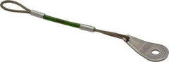 Jergens - 4" Long, Stainless Steel Cable Loop & Tab with Hole End, Quick Release Pin Lanyard - 1/16" Cable Diam, 13/64" Hole Diam, Nylon Cable - Eagle Tool & Supply