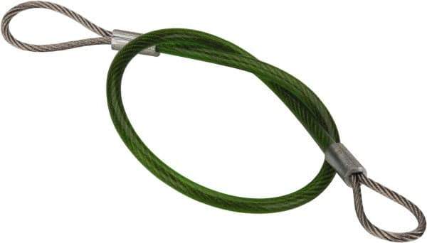 Jergens - 10" Long, Stainless Steel Cable Loop & Loop End, Quick Release Pin Lanyard - 1/16" Cable Diam, Nylon Cable - Eagle Tool & Supply
