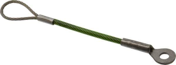 Jergens - 4" Long, Stainless Steel Cable Loop & Eye End, Quick Release Pin Lanyard - 1/16" Cable Diam, 3/16" Hole Diam, Nylon Cable - Eagle Tool & Supply