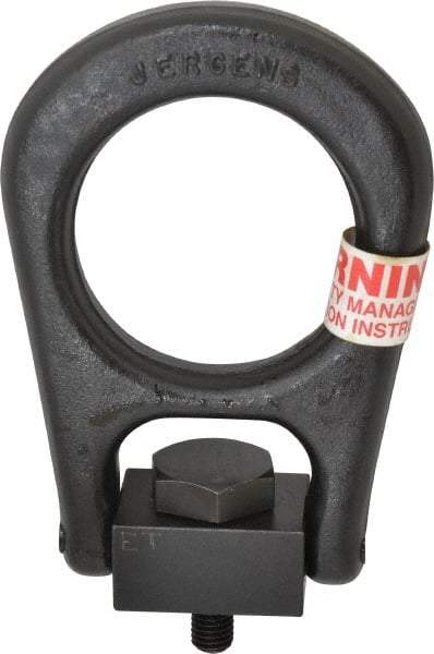 Jergens - 2,500 Lb Load Capacity Forged Center Pull Hoist Ring - 37 Ft/Lb Torque, M12 x 1.75 Thread, Alloy Steel - Eagle Tool & Supply