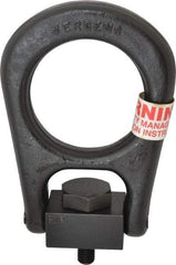 Jergens - 2,500 Lb Load Capacity Forged Center Pull Hoist Ring - 37 Ft/Lb Torque, M12 x 1.75 Thread, Alloy Steel - Eagle Tool & Supply