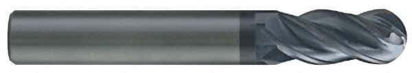 SGS - 0.7874" Diam, 1-1/2" LOC, 4 Flute Solid Carbide Ball End Mill - AlTiN Finish, Single End, 104mm OAL, 20mm Shank Diam, Spiral Flute - Eagle Tool & Supply
