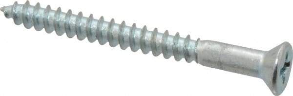 Value Collection - #6, 1-1/2" OAL, Phillips Drive, Flat Head Wood Screw - Zinc Plated Steel, Grade 2 - Eagle Tool & Supply