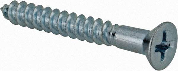 Value Collection - #7, 1-1/4" OAL, Phillips Drive, Flat Head Wood Screw - Zinc Plated Steel, Grade 2 - Eagle Tool & Supply
